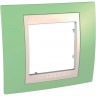 1-постовая рамка SCHNEIDER ELECTRIC UNICA ХАМЕЛЕОН, БЕЖЕВЫЙ/ ЗЕЛЕНОЕ ЯБЛОКО MGU6.002.563