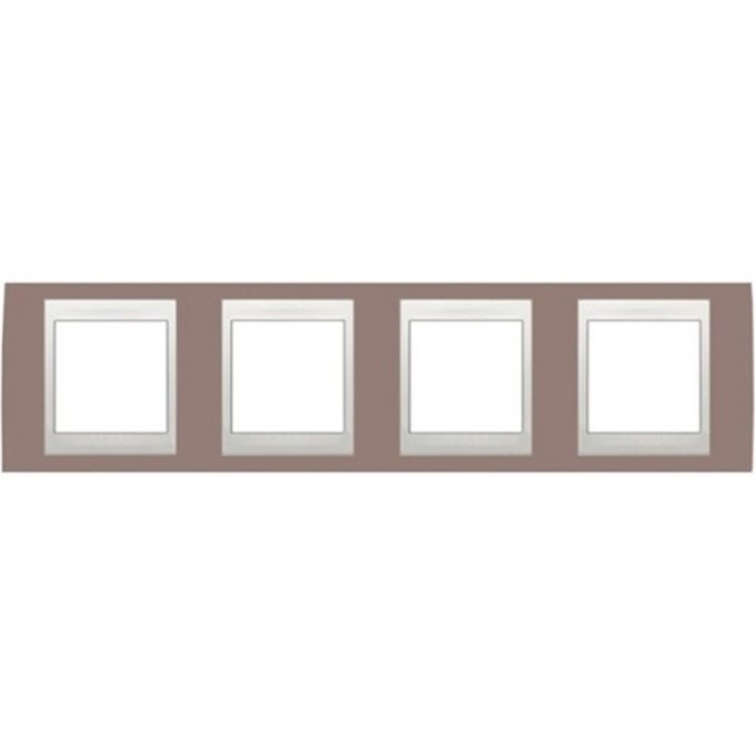 4-постовая рамка SCHNEIDER ELECTRIC UNICA ХАМЕЛЕОН, горизонтальная, белый/коричневый MGU6.008.874