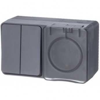 Блок SCHNEIDER ELECTRIC ATLASDESIGN PROFI54: ОП розетка 16А, 250В с заземл. защ. шторки + 2-кл. выключатель 10А IP54 антрацит Блок SCHNEIDER ELECTRIC ATLASDESIGN PROFI54: ОП розетка 16А, 250В с заземл. защ. шторки + 2-кл. выключатель 10А IP54 антрацит