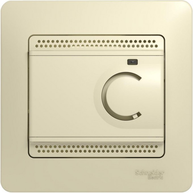 Термостат электрический SCHNEIDER ELECTRIC GLOSSA теплого пола с датчиком,от+5до+50°C,10A,в сборе, БЕЖЕВЫЙ GSL000238