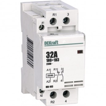 Модульный контактор DEKRAFT 1НО+1НЗ 40А 230В МК-103