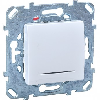 Выключатель 1-клавишный SCHNEIDER ELECTRIC UNICA, с подсветкой, сх. 1а, БЕЛЫЙ