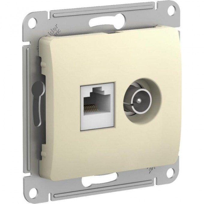 Компьютерная + телевизионная розетка SCHNEIDER ELECTRIC GLOSSA 2-м RJ45 кат.5E + TV механизм, бежевый GSL000289