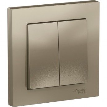 2-клавишный выключатель SCHNEIDER ELECTRIC ATLASDESIGN в сборе, ШАМПАНЬ 2-клавишный выключатель SCHNEIDER ELECTRIC ATLASDESIGN в сборе, ШАМПАНЬ