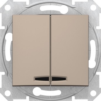 2-клавишный выключатель SCHNEIDER ELECTRIC SEDNA, с синей подсветкой, сх.5а, 10А, 250В, ТИТАН