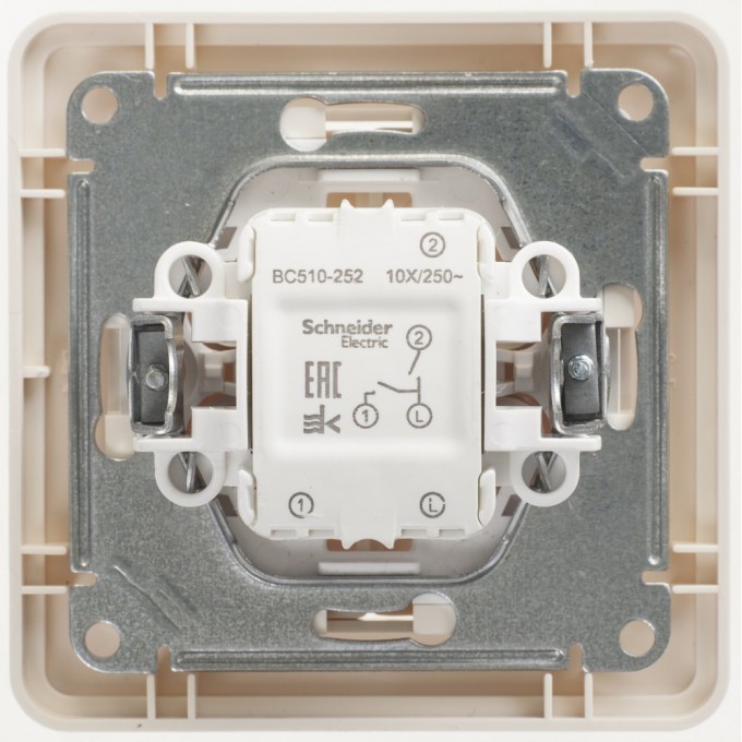 2-клавишный выключатель SCHNEIDER ELECTRIC W59, 10АХ, в сборе, СЛОНОВАЯ КОСТЬ VS510-252-28
