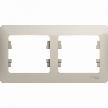 2-постовая рамка SCHNEIDER ELECTRIC GLOSSA, горизонтальная, МОЛОЧНЫЙ