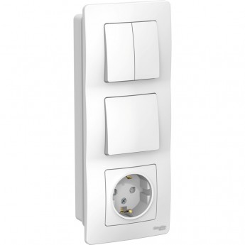 Блок SCHNEIDER ELECTRIC BLANCAК: розетка з/к шт 16А, 250В + выключатель 1-кл. + выключатель 2-кл. БЕЛЫЙ Блок SCHNEIDER ELECTRIC BLANCAК: розетка з/к шт 16А, 250В + выключатель 1-кл. + выключатель 2-кл. БЕЛЫЙ