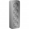 Четырёхместная розетка SCHNEIDER ELECTRIC BLANCA без заземления, без шторок, с изолирующей пластиной, 16А, 250В, АЛЮМИНИЙ BLNRA000413