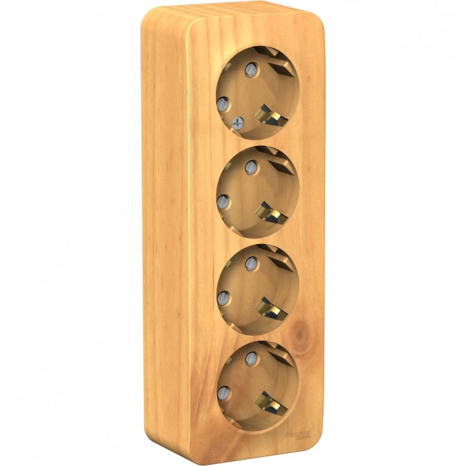 Четырёхместная розетка SCHNEIDER ELECTRIC BLANCA с заземлением, со шторкой, с изолирующей пластиной, 16А, 250В, ЯСЕНЬ BLNRA011415