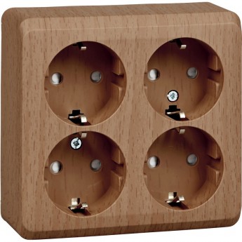 Розетка 4-местная SCHNEIDER ELECTRIC ЭТЮД с заземлением со шторками 16А 250В, бук, Россия