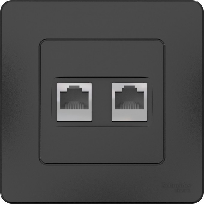 Розетка двойная компьютерная SCHNEIDER ELECTRIC BLANCA с/у, RJ45, кат.5E, антрацит BLNIS045456