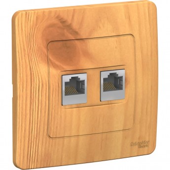 Розетка двойная компьютерная SCHNEIDER ELECTRIC BLANCA с/у, RJ45, кат.5E, ясень