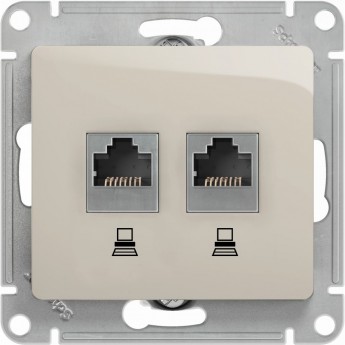 Розетка двойная компьютерная SCHNEIDER ELECTRIC GLOSSA RJ45+RJ45, кат.5E, механизм, молочный
