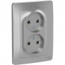 Розетка двойная SCHNEIDER ELECTRIC BLANCA без заземления, без шторок, 16А, 250В, алюминий BLNRS000023