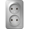 Розетка двойная SCHNEIDER ELECTRIC BLANCA без заземления, без шторок, с изолирующей пластиной, 16А, 250В, алюминий BLNRA000213