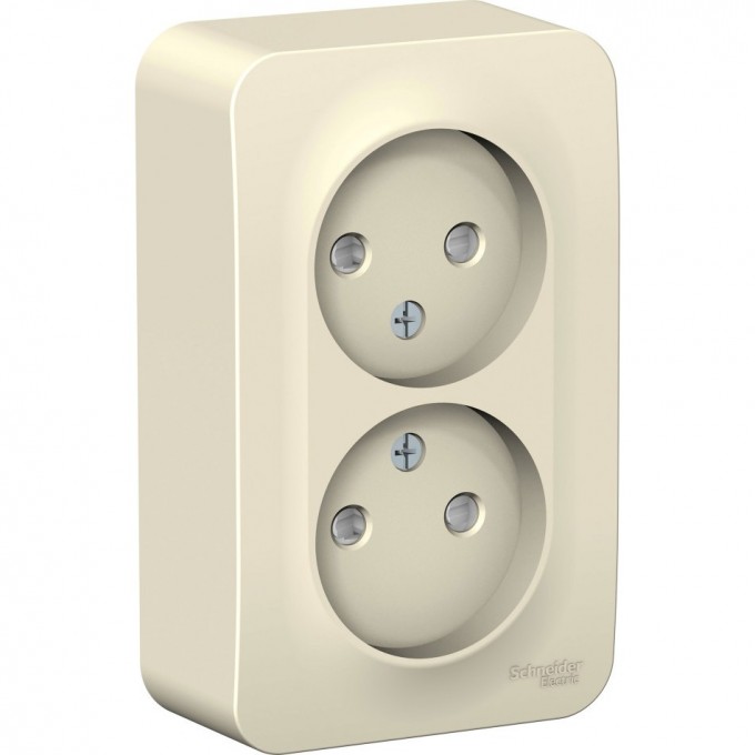 Розетка двойная SCHNEIDER ELECTRIC BLANCA без заземления, со шторкой, с изолирующей пластиной, 16А, 250В, молочный BLNRA001212