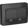 Розетка двойная SCHNEIDER ELECTRIC BLANCA IP44 с заземлением, со шторками, с крышками, 16А, 250В, антрацит BLNRS441126