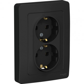 Розетка двойная SCHNEIDER ELECTRIC BLANCA с/у, с заземлением, без шторок, 16А, 250В, антрацит