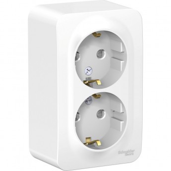 Розетка двойная SCHNEIDER ELECTRIC BLANCA с заземлением, со шторками, 16А, 250В, белый