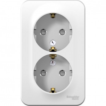 Розетка двойная SCHNEIDER ELECTRIC BLANCA с заземлением, со шторками, с изолирующей пластиной, 16А, 250В, белый Розетка двойная SCHNEIDER ELECTRIC BLANCA с заземлением, со шторками, с изолирующей пластиной, 16А, 250В, белый