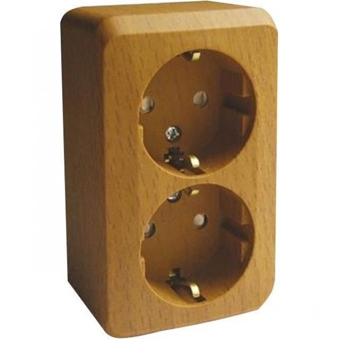 Розетка двойная SCHNEIDER ELECTRIC ЭТЮД с заземлением со шторками 16А 250B, бук, Россия PA16-008T