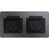 Розетка двойная SCHNEIDER ELECTRIC GLOSSA с заземлением, со шторками, в сборе, IP44, графит GSL001347
