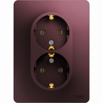 Розетка двойная SCHNEIDER ELECTRIC GLOSSA с заземлением, в сборе, баклажановый Розетка двойная SCHNEIDER ELECTRIC GLOSSA с заземлением, в сборе, баклажановый