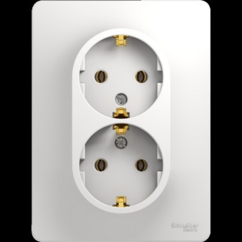 Розетка двойная SCHNEIDER ELECTRIC GLOSSA с заземлением, в сборе, белый