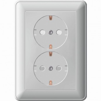 Розетка двойная SCHNEIDER ELECTRIC W59 с заземлением со шторками, 16А, в сборе, матовый хром