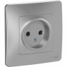 Розетка одинарная SCHNEIDER ELECTRIC BLANCA без заземления без шторок 16А, 250В, АЛЮМИНИЙ BLNRS000013