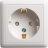 Розетка одинарная SCHNEIDER ELECTRIC ХИТ О/У, с заземлением со шторками 16А, 250В, БЕЛЫЙ. Россия RA16-138-B