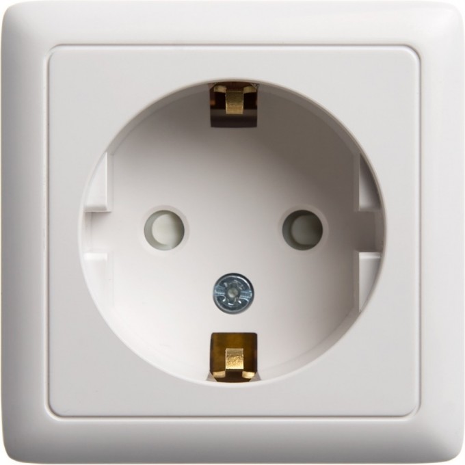 Розетка одинарная SCHNEIDER ELECTRIC ХИТ О/У, с заземлением со шторками ИЗОЛ.ПЛ 16А, 250В, БЕЛЫЙ. Россия RA16-138I-B