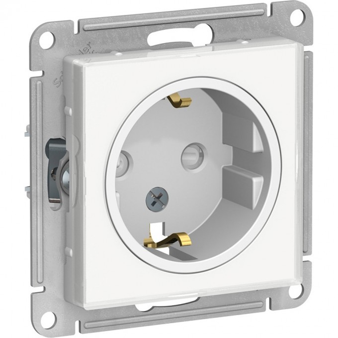 Розетка SCHNEIDER ELECTRIC ATLASDESIGN ART с заземлением со шторками, 16А, механизм, белый ATN200145