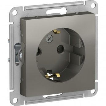 Розетка SCHNEIDER ELECTRIC ATLASDESIGN с заземлением, со шторками, механизм, сталь
