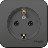Розетка SCHNEIDER ELECTRIC BLANCA с заземлением, без шторок, (компакт), с изолирующей пластиной, 16А, 250В, антрацит BLNRA110116