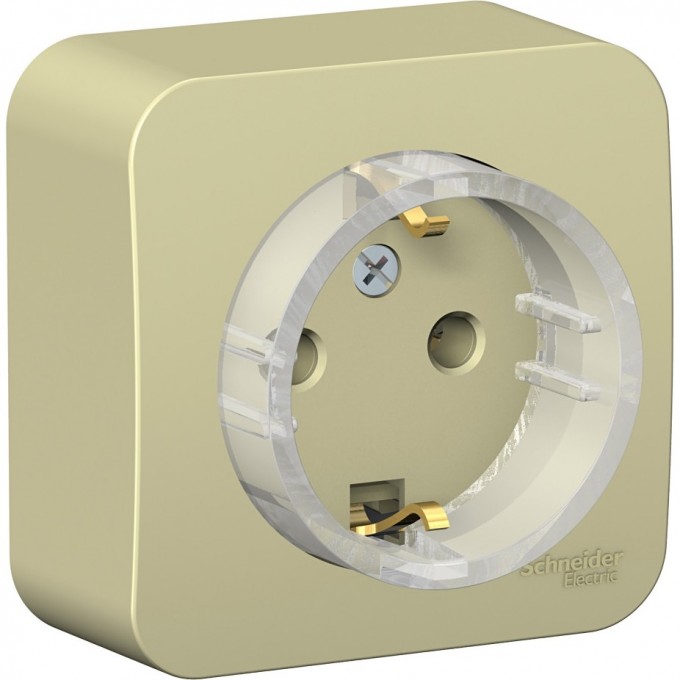 Розетка SCHNEIDER ELECTRIC BLANCA с заземлением, без шторок, (компакт), с изолирующей пластиной, 16А, 250В, бежевый BLNRA110117