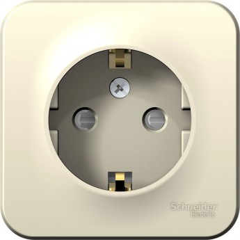 Розетка SCHNEIDER ELECTRIC BLANCA с заземлением, со шторками, 16А, 250В, молочный
