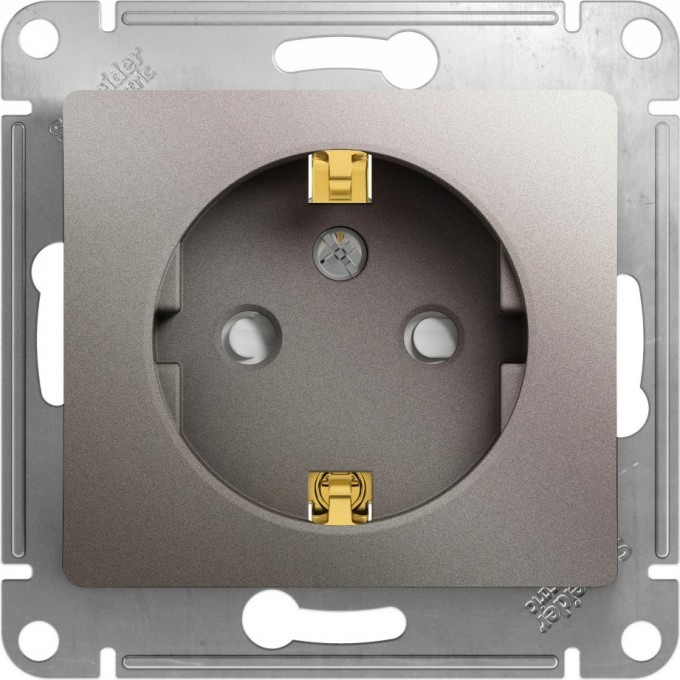 Розетка SCHNEIDER ELECTRIC GLOSSA с заземлением, со шторками, механизм, платина GSL001245