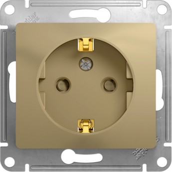 Розетка SCHNEIDER ELECTRIC GLOSSA с заземлением, со шторкой, механизм, титан
