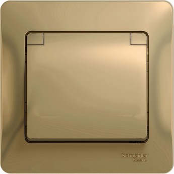 Розетка SCHNEIDER ELECTRIC GLOSSA с заземлением, со шторкой, с крышкой, в сборе, титан