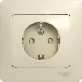 Розетка SCHNEIDER ELECTRIC GLOSSA с заземлением, со шторкой, в сборе, бежевый