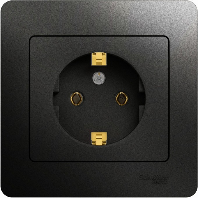 Розетка SCHNEIDER ELECTRIC GLOSSA с заземлением, в сборе, антрацит GSL000742