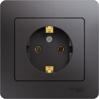 Розетка SCHNEIDER ELECTRIC GLOSSA с заземлением, в сборе, графит