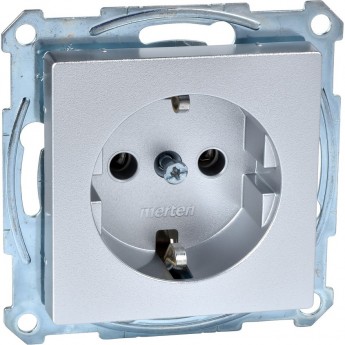 Розетка SCHNEIDER ELECTRIC MERTEN с заземлением, со шторками, алюминий, SM