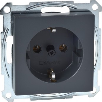 Розетка SCHNEIDER ELECTRIC MERTEN с заземлением, со шторками, антрацит, SM