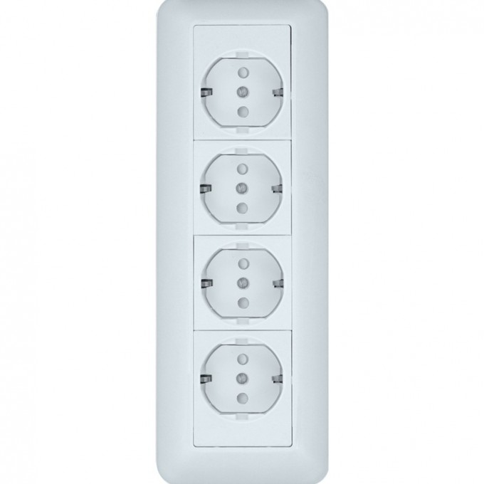 Розетка SCHNEIDER ELECTRIC ПРИМА О/У 4-местная, с заземлением, со шторками, МОНТ.ПЛ.16А 250В, белый,розн.уп.Россия RA16-411M-BI