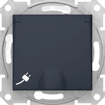 Розетка SCHNEIDER ELECTRIC SEDNA IP44 с з/к, с крышк, cо шторками, быстрозаж. конт, графит