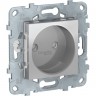 Розетка SCHNEIDER ELECTRIC UNICA NEW без заземления, со шторками, с винтовыми зажимами, 16 А, 250 В, алюминий NU503330