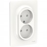 Розетка SCHNEIDER ELECTRIC UNICA NEW двойная, без заземления, со шторками, с винтовыми зажимами, белый NU206318